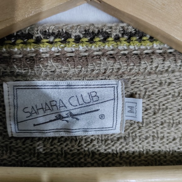 Vintage Sahara Club Brown V Neck Button Front Cardigan Size Medium Cottagecore - Picture 3 of 7